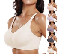 Jelly Bras for Women Deep V Wireless Push Up Wave Bra Lift Supportive Full Coverage No Underwire Seamless Jelly Bras Plunge Bralette Comfort Adjustable Straps Everyday T-Shirt Shapecurve Bra
