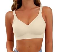 Jelly Bras for Women Push Up Seamless Non Wired Bras Anti Sagging Support High Impackt Sports Bra for Large Bust Soft Comfort V Neck Wireless Full Coverage Padded Zero Feel T Shirt Everyday Bralettes