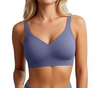 Jelly Bras for Women Push Up Seamless Non Wired Bras Anti Sagging Support High Impackt Sports Bra for Large Bust Soft Comfort V Neck Wireless Full Coverage Padded Zero Feel T Shirt Everyday Bralettes