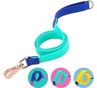 Jelly Color-Block Waterproof Dog Leash - Outdoor Training Agility Dog Leads for Yard, Walking, Hiking, Play, Camping - Two Colors Nylon Dog Leash for Small Medium Large Dogs (Turquoise-Blue M 5ft)
