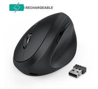 Jelly Comb 2.4GHz Wireless Vertical Ergonomic Mouse - Pink, Rechargeable 300mAh, 3 DPI (1000/1600/2400), Right-Hand, Silent Click, USB Receiver