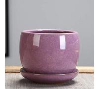 Jelly Fleshy Plants Ceramic Pot Ice Cracked Glazed Flower Pot Succulent Plant Pot Cactus Bonsai Pot Flower Pot Container Planter Garden Decoration,Yellow,13 * 11Cm (Pink 13 * 11cm)