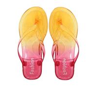 Jelly Flip Flops For Women Gradient Color Thong Sandals Slip On Toe Post Sandal Anti-Slip Flat Beach Flip Flop Fashion Ladies Lightweight Surf Slippers Pool Shoes Swimming Summer Sandals
