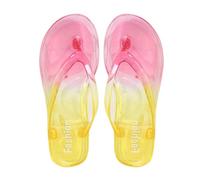 Jelly Flip Flops For Women Gradient Color Thong Sandals Slip On Toe Post Sandal Anti-Slip Flat Beach Flip Flop Fashion Ladies Lightweight Surf Slippers Pool Shoes Swimming Summer Sandals