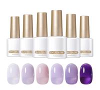 Jelly Gel Nail Polish Set - Nude Pink Gel Nail Polish | Transparent Colors Sheer Pink | Summer Crystal Glass Transparent Polish Kit Pastel | Gentle Purple Light For Nail Art Salon