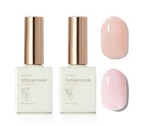 Jelly Gel Nail Polish Set, Translucent Gel Nail Polish Sheer Gel Nail Varnish Set, 2 Colors Nude Pink Gel Polish Soak Off UV/LED, Neutral French Nail Gel for Nail Art DIY Salon