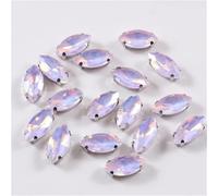 Jelly Horse Eye Sew on Glass Stones with Silver Claw Crystals Rhinestones Flat Back Stones for DIY, Decor, Reiki, Collection, Crafts(Violet AB,7x15mm-20pcs)