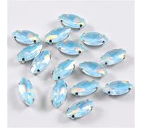 Jelly Horse Eye Sew on Glass Stones with Silver Claw Crystals Rhinestones Flat Back Stones for DIY, Decor, Reiki, Collection, Crafts(Aquamarine AB,5x10mm-50pcs)