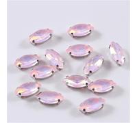 Jelly Horse Eye Sew on Glass Stones with Silver Claw Crystals Rhinestones Flat Back Stones for DIY, Decor, Reiki, Collection, Crafts(Pink AB,7x15mm-20pcs)