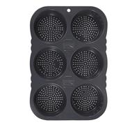 Jelly Moulds Pan 4 Inch 6 Cavity Heat Silicone Hamburger Bun With Air Holes Non Stick Baking Pan Easy To Clean Kitchen Tools (Black, 34. 5X23. 5X4cm)