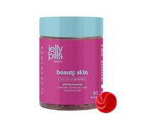 Jelly Pills Beauty Gummies, 500 mg Collagen + 50 mg Resveratrol, Hyaluronic Acid & Q10 - 60 Gummies - No Added Sugar - Strawberry - 2 Month Supply