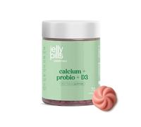 Jelly Pills Calcium 240 mg Gummies with Vitamin D3, K2 and Probiotics - 70 Vegan Gummies - No Added Sugar - Strawberry Flavour - Bones, Teeth & Digestion