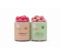 Jelly Pills Kids Growth & Development Pack - Calcium with Probiotics + Magnesium with Vitamin B6 - 70 + 70 Vegan Gummies - No Added Sugar - Strawberry & Forest Fruits Flavour