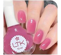 Jelly Pink Glitter Nail Polish - Quick Dry, No UV Lamp Curing, Vegan, No Chip, Long Lasting - French Manicure Pale Pink Varnish Gift Set for Girls