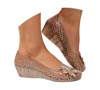 Jelly Platform Slip On Sandals - Floral Design, Comfortable Casual Beach Summer Shoes, Non Slip Clear Sole