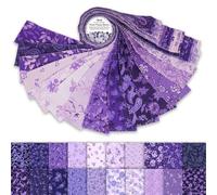 Jelly Roll 40 Strip Assorted Bundle, 2.5" Fabric Strips for Quilting, Crafting and Sewing, 100% Cotton Fabric Jelly Roll for Scrapbooking, Precut Quilt Projects, DIY Crafts - Purple Paisley Blooms