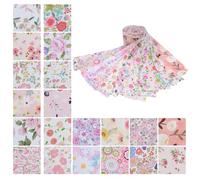 Jelly Roll Cotton Floral Strips, Long Strip Quilt Splicing Fabric, 40 Pieces Pink 20 Flower Shapes 2 Pieces Each 6.5cm*100cm Multi-Color