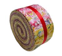 Jelly Roll Fabric 100% Cotton Quilting Fabric, 40 Pre-Cut Strips (2.5 x 44 Inch) for Quilting and Sewing - 20 Assorted Floral Prints - Fiery Heart