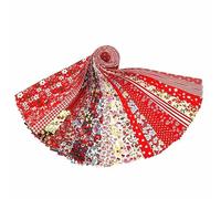 Jelly Roll Fabric, 100% Cotton Quilting Fabric 40 Pre-Cut Strips (6.5cm x 50cm), 20 Assorted Floral Prints, Premium Quilting Supplies for Quilting, Sewing, Patchwork, DIY Craft Projects-Red
