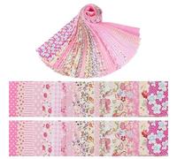 Jelly Roll Fabric, 100% Cotton Quilting Fabric 40 Pre-Cut Strips (6.5cm x 50cm), 20 Assorted Floral Prints, Premium Quilting Supplies for Quilting, Sewing, Patchwork, DIY Craft Projects-Pink