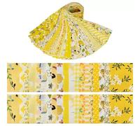 Jelly Roll Fabric, 100% Cotton Quilting Fabric 40 Pre-Cut Strips (6.5cm x 50cm), 20 Assorted Floral Prints, Premium Quilting Supplies for Quilting, Sewing, Patchwork, DIY Craft Projects-Yellow