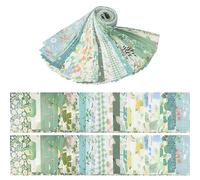 Jelly Roll Fabric, 100% Cotton Quilting Fabric 40 Pre-Cut Strips (6.5cm x 50cm), 20 Assorted Floral Prints, Premium Quilting Supplies for Quilting, Sewing, Patchwork, DIY Craft Projects-Cyan