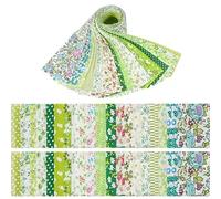 Jelly Roll Fabric, 100% Cotton Quilting Fabric 40 Pre-Cut Strips (6.5cm x 50cm), 20 Assorted Floral Prints, Premium Quilting Supplies for Quilting, Sewing, Patchwork, DIY Craft Projects-Green