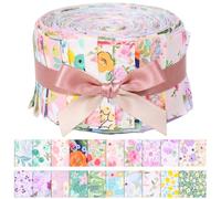 Jelly Roll Fabric, 40 Strip Cotton Quilting Fabric, 2.56 x 40 Inch Precut Strips, Floral Patterns Scraps Sewing Material, Multipurpose Quilting Supplies for Sewing, Blanket, DIY Crafts(Style 1)