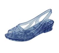 Jelly Sandals Women's Plastic Slingback Water Shoes Bathing Shoes Summer Fish Mouth Transparent Rubber Sandals Soft Plastic Transparent Beach Shoes for Beach Pool Leisure, Z1 Blue, 7 UK