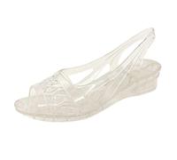 Jelly Sandals Women's Plastic Slingback Water Shoes Bathing Shoes Summer Fish Mouth Transparent Rubber Sandals Soft Plastic Transparent Beach Shoes for Beach Pool Leisure, Z1 White, 8.5 UK