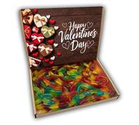Jelly Snakes Happy Valentines Day Sweets Gift Box Hamper (RUSTIC VALENTINES FRONT)