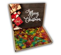 Jelly Snakes Merry Christmas Sweets Gift Box Hamper (RUSTIC CHRISTMAS)