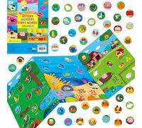 Jelly Sticker Matching Game, 70 Reusable Jelly Stickers-Letters, Numbers, Animals, Foods, First Words, Waterproof Gel Decals, Craft Activity Book Preschool Learning Toy & Game for Preschool Kids