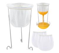 Jelly Strainer Stand with 3 Reusable Strainer Bags, Food Filter Bag Jelly Bags, Stainless Steel Strainer Stand, Mesh Filter Bags for Straining Juice Yogurt Cheese Broth Nut Milk