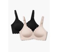 Jelly Strip - 2 Pack Seamless Push up Nursing Bra | Color: Oyster Pink+Black | Size: M plus