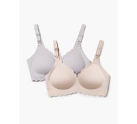Jelly Strip - Seamless Floral Push up Nursing Bra (2 Pack) | Color: Oyster Pink+Brown | Size: 2XL