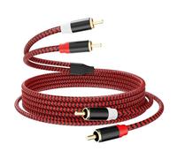 Jelly Tang RCA Cable 2M,2Rca Male to 2-Rca Male Audio Stereo Subwoofer Cable [Hi-Fi Sound] Nylon-Braided Auxiliary Cord for Home Theater,Hi-Fi Systems,and more(6Ft/2M)