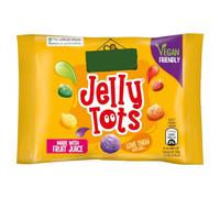 Jelly Tots Vegan Fruit Juice Sweets, No Artificial Colours or Preservatives, Mixed Fruit Flavours with Apple, Blackcurrant, Strawberry, Orange, Lemon and Lime, 42g Bags, Pack of 6