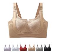 Jelly Wireless Bra Seamless Push Up Bras for Women Full Coverage Supportive 3-Grades Breast Lifter Everyday Bras Sagging Breasts No Wired Seamless Sleep Bralette,Coffee,XL