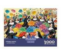 Jelly Wrestling Nuns Wooden Jigsaw Puzzle Waterproof 1000 Piece Puzzles for Adults Colourful Home Decoration