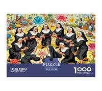 Jelly Wrestling Nuns Wooden Jigsaw Puzzle Waterproof 1000 Piece Puzzles for Adults Fun Challenging Games