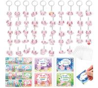 JellyArch 48 Sets Valentine Axolotl Keychain Gifts Set for kids Axolotl Party Favors Gifts Pink Axolotl Charms Bulk Axolotl Keychain Supplies with Gift Cards and Bags for classroom Axolotl Decor