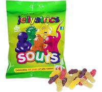 Jellyatrics Jelly Babies Sours - 150g Bag of Sweets - Meet the Jellyatrics and Experience the Fruity Novelty Sweets, Sour Sweets, and Fruity Jellies - Exciting Halal Sweets for any Occasions