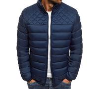 JELLYB Men Jacket Autumn Winter Solid Color Stand-Up Collar Zipper Cardigan Men Winter Jacket Modern Windproof Long-Sleeved Men Transition Jacket Warm Thickening Men Quilted Jacket