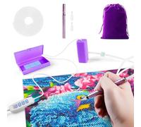 Jellybibo Electric Diamond Paint Pen, Vacuum Diamond Art Pen with Storage Trays, Diamond Painting Tools and Accessories, Long-Lasting and Stable, 3 Adjustable Suction Level (Purple)