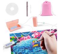 Jellybibo Electric Diamond Painting Pen Kit - 3-Speed USB Vacuum Suction, Wax-Free, for Round/Square/AB Diamonds, Includes Storage Bag & Accessories - Perfect for Adults & Beginners (Pink)