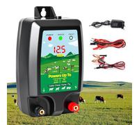 Jellybibo Electric Fence Energiser 12V with LED Display, 12km Range, 2J High Power Output, Compatible for Solar/Battery/AC Power Charger for Livestock & Pets, Farms Gardens & Security (Black)