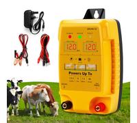 Jellybibo Electric Fence Energiser 12V with LED Display, 12km Range, 2J High Power Output, Solar/Battery/AC Multi-Power Electric Fence Charger for Livestock & Pets, Farms Gardens & Security