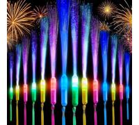 Jellybibo Fibre Optic Wands for Kids, 7 Blinking LED Colours, 3 Modes Light Up Flashing Wands, Glow Sticks for Christmas, Concerts, Birthday, Wedding, Party Favours, Glow in The Dark Toys (48pcs)