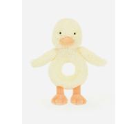 Jellycat Bashful Duckling Ring Rattle in Yellow (18cm) - Yellow - One size